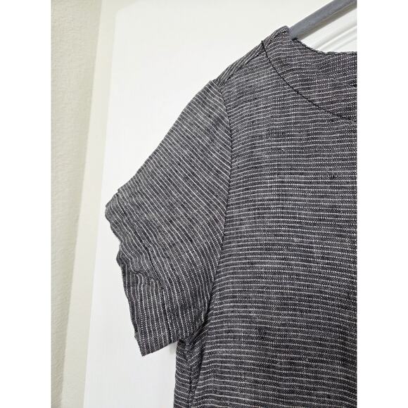 Garnet Hill 100% Linen Striped Coastal Lagenlook Dropwaist Shift Dress, Size 10 - Picture 5 of 13